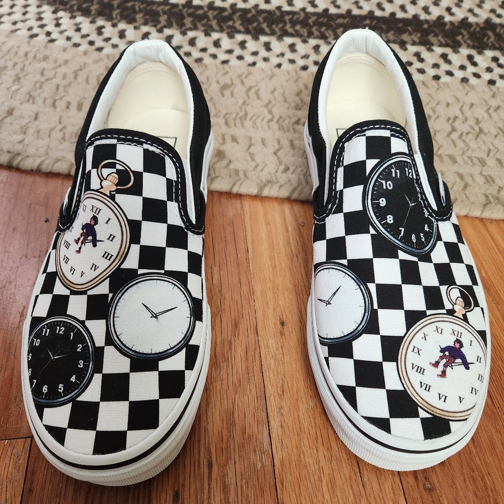 Vans x Karl Jacobs Black and White Clock Pattern Slip-On Shoes